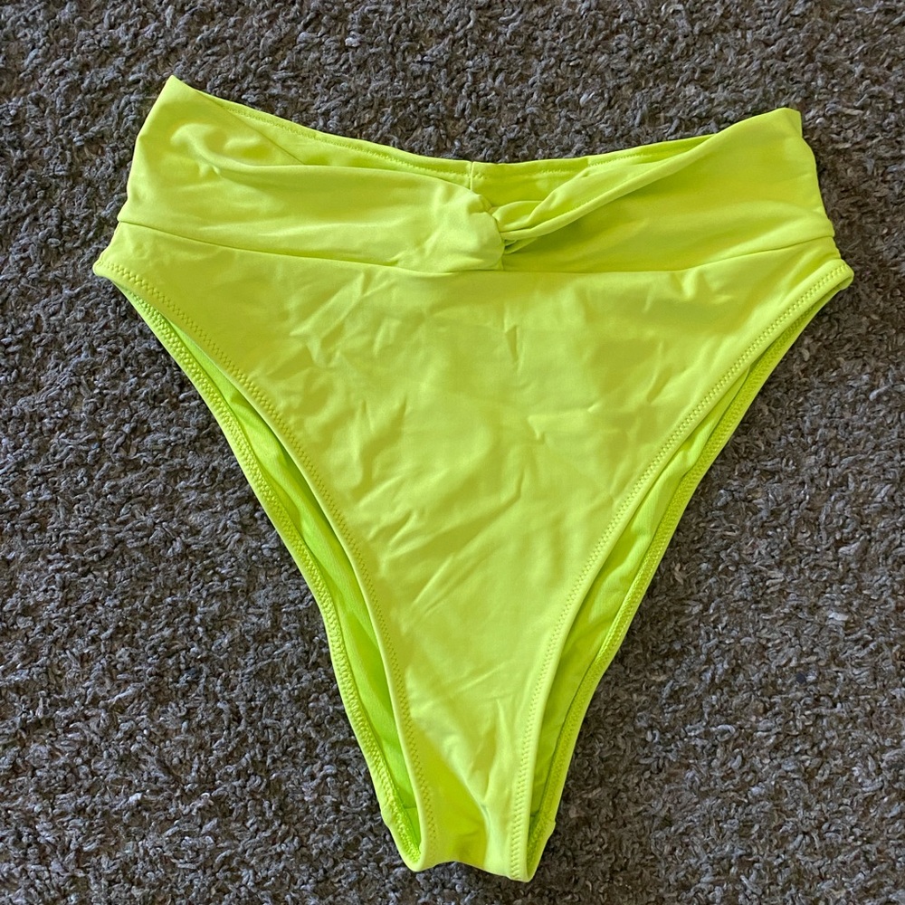 Aerie Green-Yellow Cheeky Bikini Bottom
